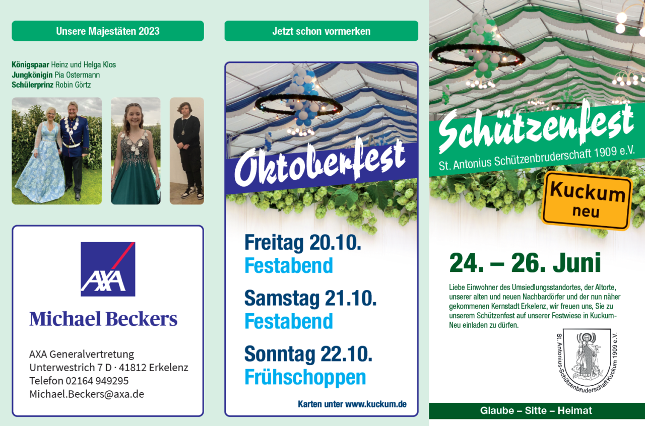 Programmflyer zum Schützenfest 2023 St Antonius Schützenbruderschaft